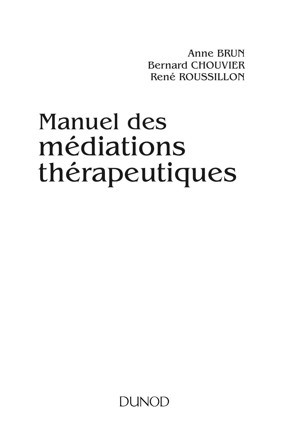 Manuel des médiations thérapeutiques