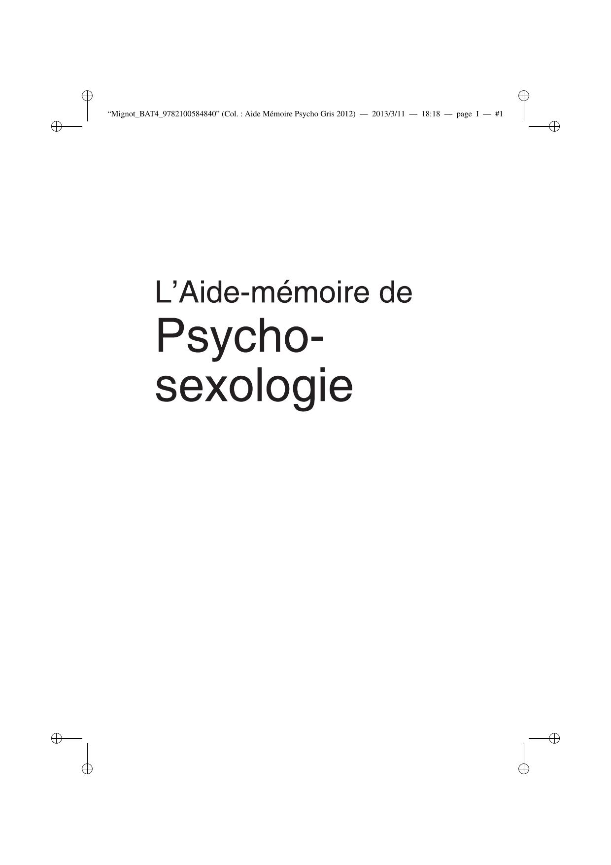 L'Aide-mémoire de psychosexologie