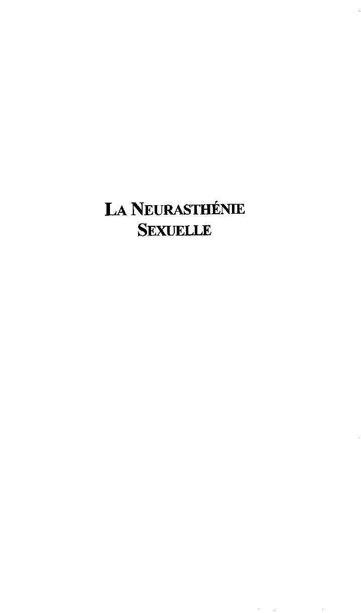 LA NEURASTHENIE SEXUELLE