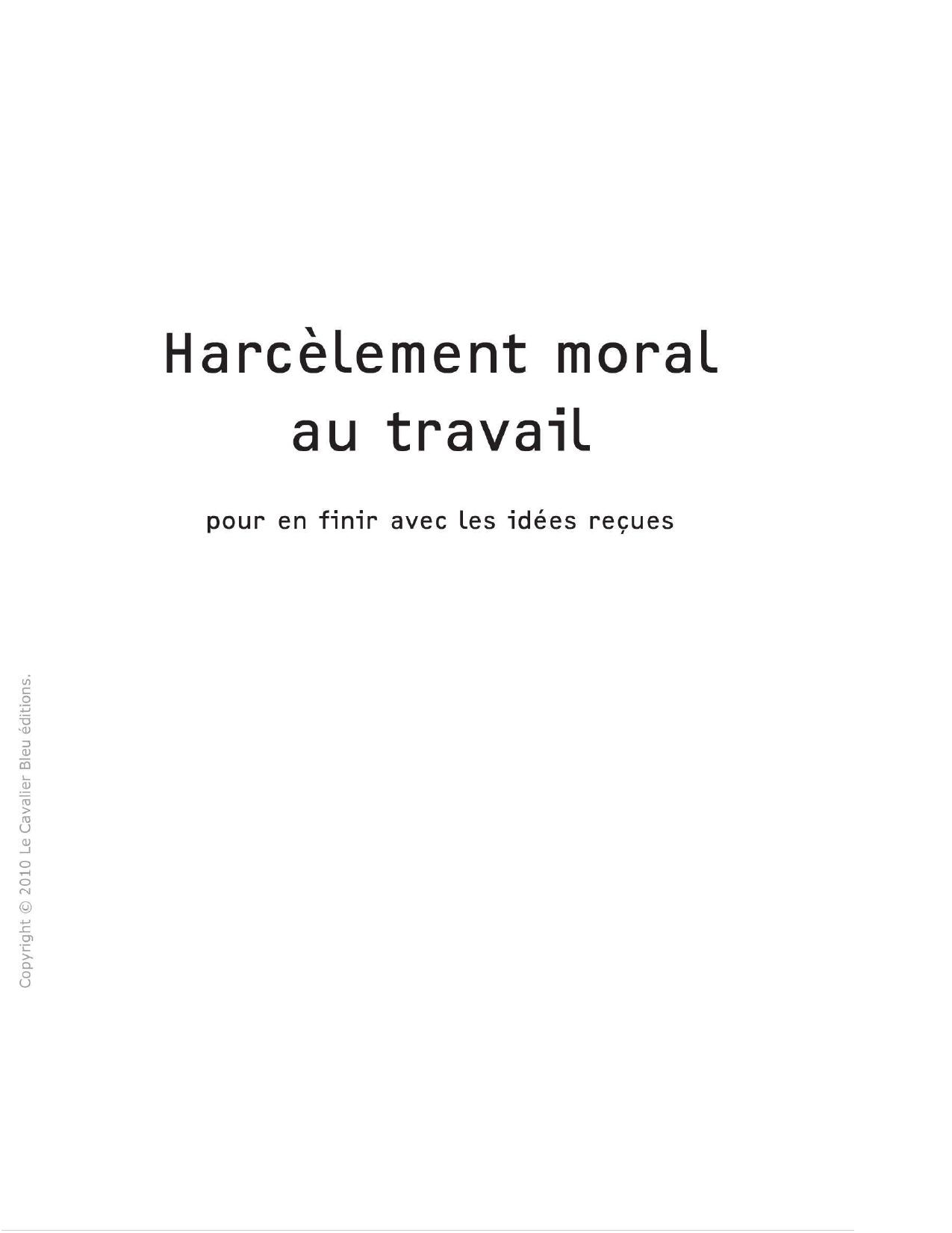 Agir contre le harcèlement moral au travail