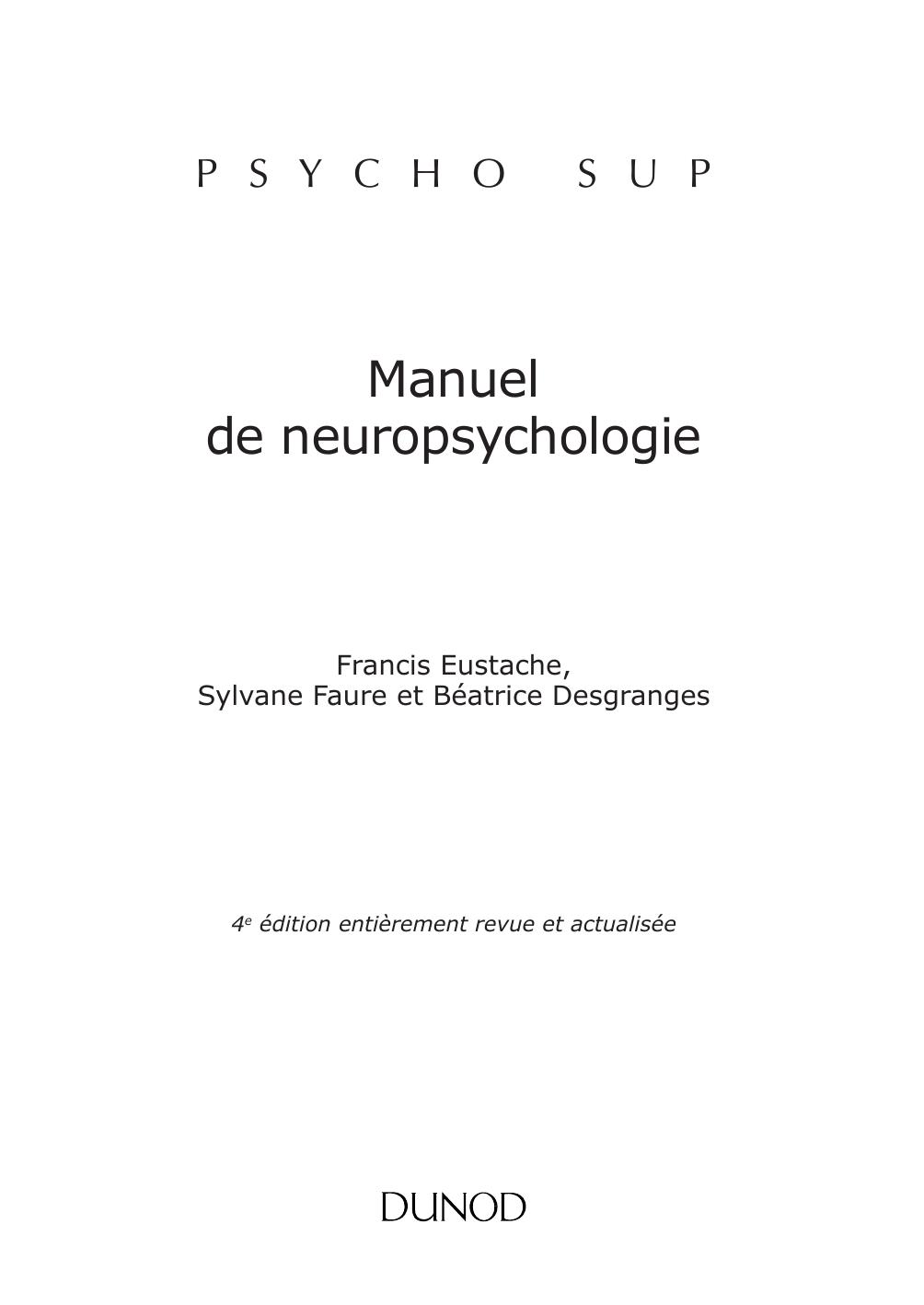 Manuel de neuropsychologie